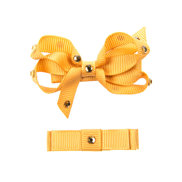 GROSGRAIN SMALL BOW SET WITH SWAROVSKI CRYSTALS
